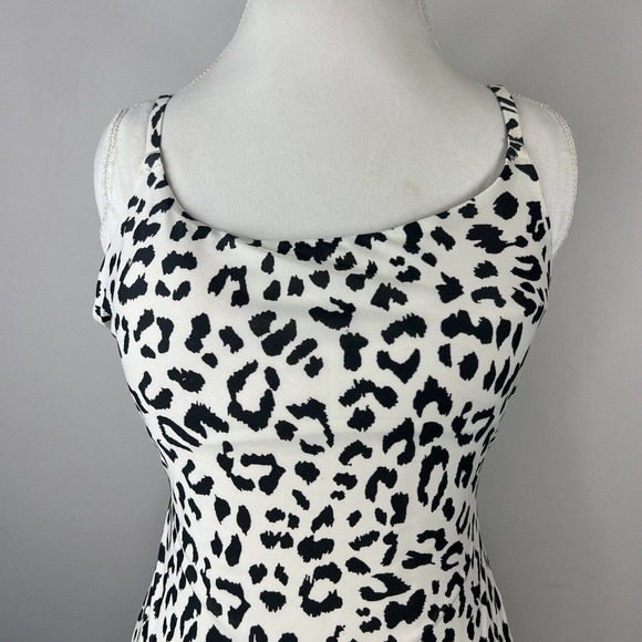 Aerie One Piece Swimsuit Sz L Cream Black Leopard Animal Print Tie Back - Picture 3 of 11